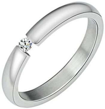 *Local Stock* New ladies Genuine stainless steel Engagement ring, AAA crystal
