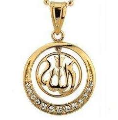 New 18K RGP Allah muslim pendant with austrian crystals and Free Chain