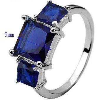 *Local Stock* New ladies 18K RGP dark tanzanite blue crystal engagement ring. 9mm . Beautiful