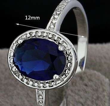 *Local Stock* New ladies 18K RGP dark tanzanite blue crystal engagement ring. 12mm . Beautiful