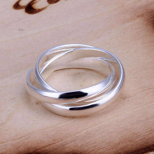 925 sterling silver filled Ladies russian band 3 linked rings, option to add matching bangle