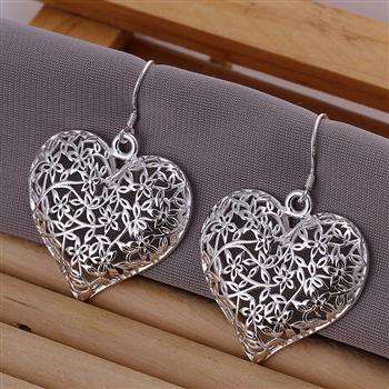 925 sterling silver filled heart Earring with flowers and leaves detail option for matching pendant