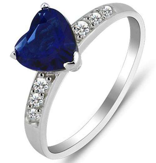 Stamped Genuine 925 solid sterling silver ladies Blue heart CZ ring with AAA zircons
