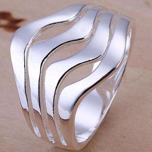 *Local Stock* New 925 sterling silver filled stamped wave 4 tier design ladies designer ring