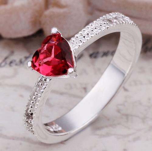 Local Stock, New 925 Sterling silver filled red heart crystal ring. Dont miss out