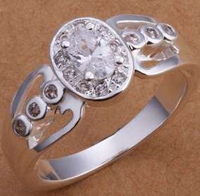 Local stock, New 925 Sterling silver filled 1ct crystal engagement style ring with 6 crystal accents