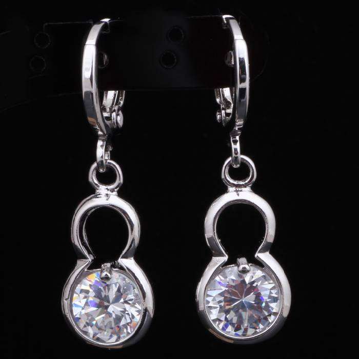 *Local Stock* 18K RGP ladies Designer Zircon gemstone earring in white gold