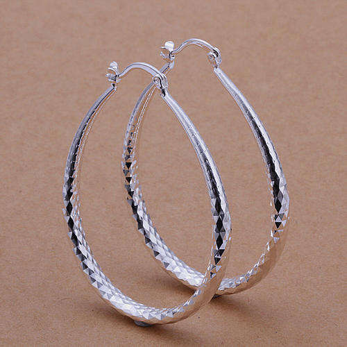 Crazy 2 for 1 special,  2 pairs 925 sterling silver stamped filled Hoop earrings, Oval and round.