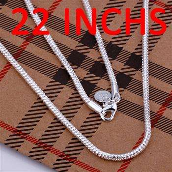 New 925 Sterling silver filled stamped Snake style Necklace, 4mm wide