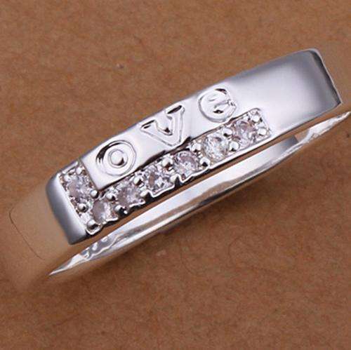 *Local Stock* New 925 sterling silver filled stamped Love ring with AAA genuine Austrian Crystals