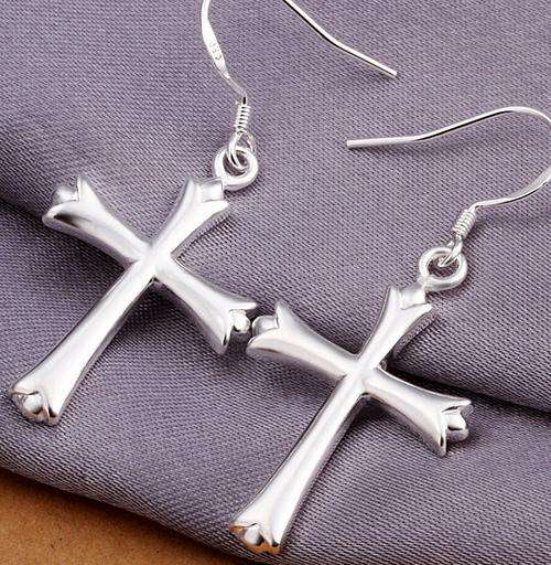 New 925 sterling silver filled stamped Cross design earrings with option for matching Cross Necklace