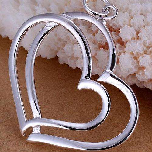 *Local Stock* New 925 Sterling silver filled Large double heart pendant with FREE chain included