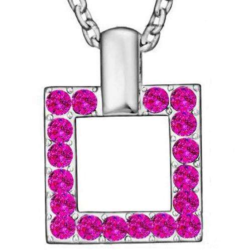 New 18K RGP white gold Stylish ladies Square pendant with AAA Genuine Austrian Crystals + FREE chain