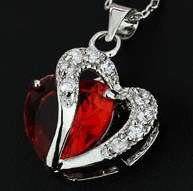 New 18K RGP white gold Heart pendant with Large red AAA quality Austrian crystal and FREE chain