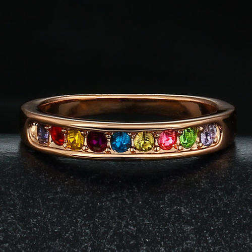 Local Stock, New 18KRGP rose gold Chanel set ring with AAA colored CZ. Absolutely stunning