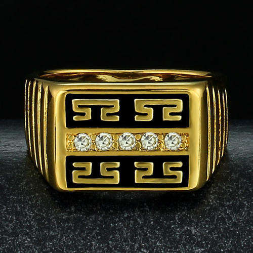 Local Stock, New 18KRGP Men's russian style ring with AAA quality Austrian crystals