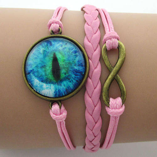 Dragon Eye Dome style infinity wrap bracelet, Available Black straps only