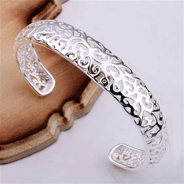 925 Sterling silver filled Filigree style detailed ladies cuff Bangle