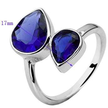 Local stock, New 18K RGP ladies chunky Blue crystal ring
