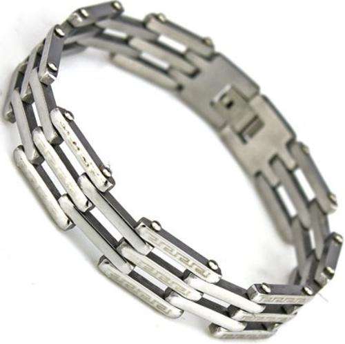 New Genuine stainless steel Mens bracelet with 3 linked design