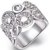 New 18KRGP white gold ladies Circles ring with AAA genuine Austrian crystals