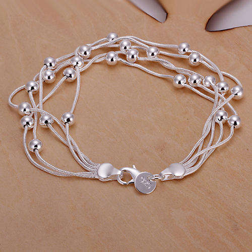 New 925 sterling silver filled stamped Bead style multi link strand bracelet