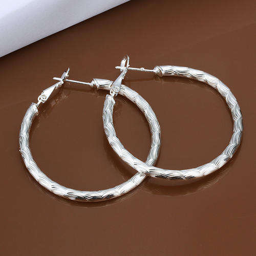 New 925 sterling silver filled stamped Ladies 35mm Hoop earrings with fine detail work