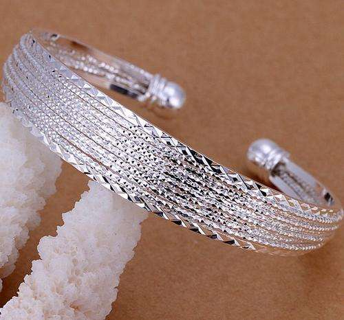 New 925 Sterling silver filled stamped Multi linked Cuff bangle with fine detail work