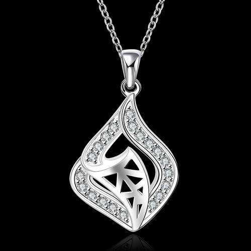 Local stock, New 925 Sterling silver filled diamond shape pendant with crystals and FREE chain