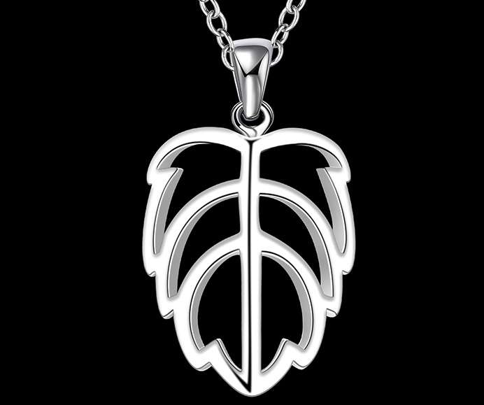 New 925 Sterling silver filled Leaf design filigree pendant with FREE chain included