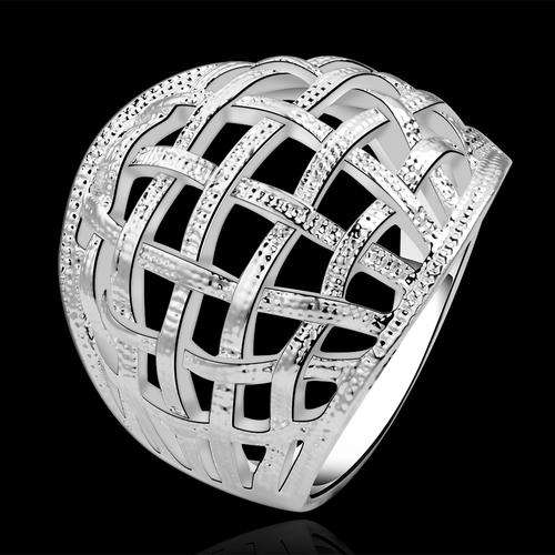 New 925 sterling silver filled Ladies chunky cris-cross weave design ring