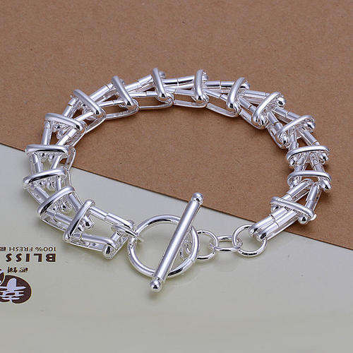New 925 Sterling silver filled stamped triangle design ladies bracelet