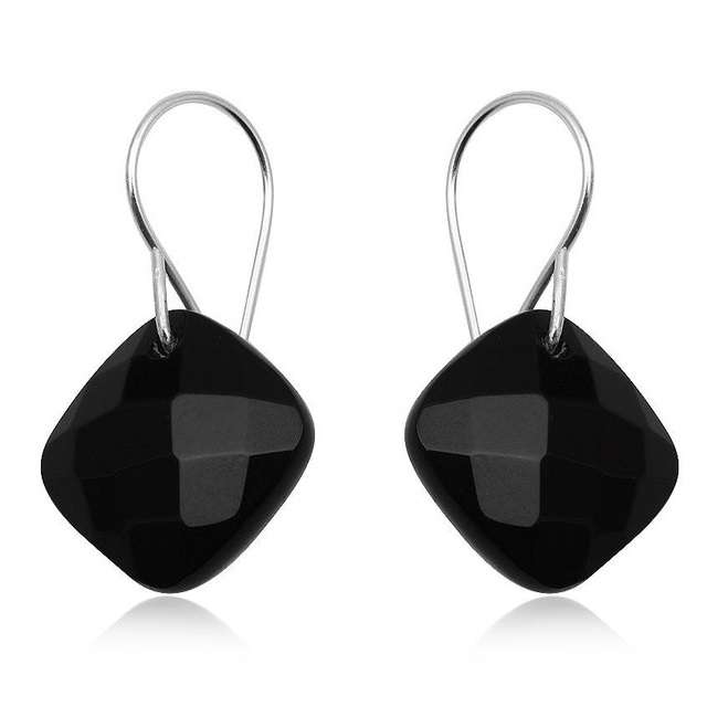 New Genuine Solid 925 Sterling Silver Onyx Earrings