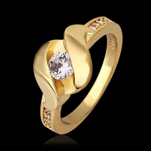 New 18K RGP in yellow gold Ladies twist design ring with AAA genuine Austrian Crystals
