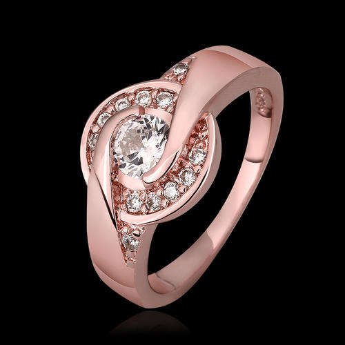 New 18K RGP in rose gold Ladies twist design ring with AAA genuine Austrian Crystals