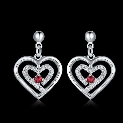 New 925 Sterling silver filled Ladies heart design earrings with AAA crystals and option for Pendant