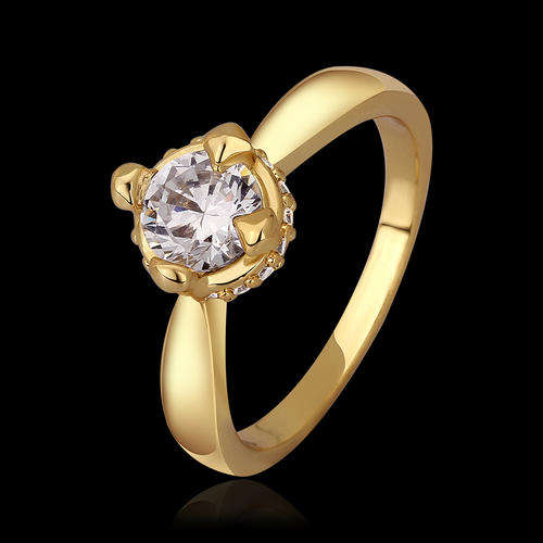 New 18K RGP in yellow gold, Ladies princess style ring with AAA genuine Austrian crystals