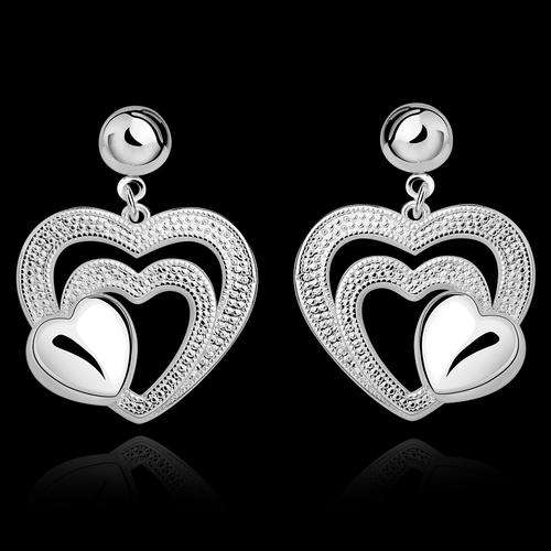 New 925 sterling silver filled Cute ladies triple heart earrings
