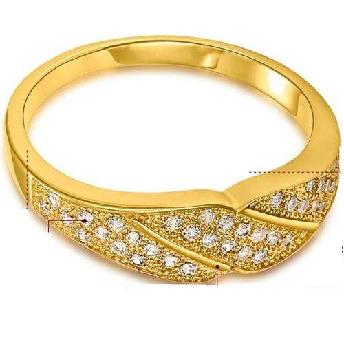 New 18K RGP in yellow gold, Ladies engagement style ring with microset Austrian crystals