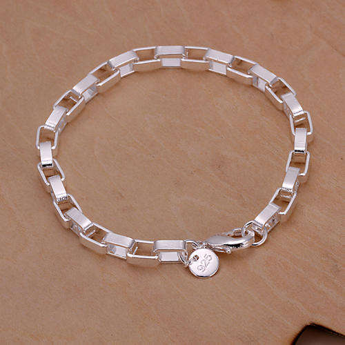New 925 Sterling silver filled stamped Square link design bracelet