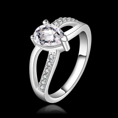 New, 925 Sterling silver filled stamped Engagement style ring with AAA genuine Austrian crystals