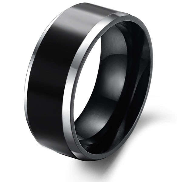 Genuine Men's Tungsten Carbide Ring with black design, Elegant and Stylish Wedding band