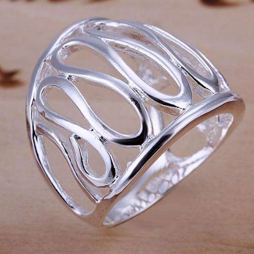 New 925 Sterling Silver filled Chunky wave design ring