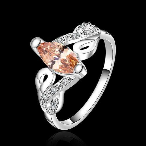 New 925 sterling silver filled stamped Ring with Citrine color AAA Genuine Austrian crystals