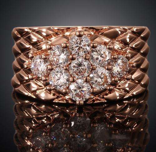 New 18K RGP in rose gold, ladies Gorgeous chunky ring with criss-cross design + AAA genuine crystals