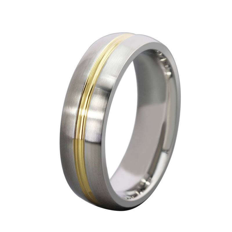 Genuine Men's 6mm stainless steel ring with gold plated detail