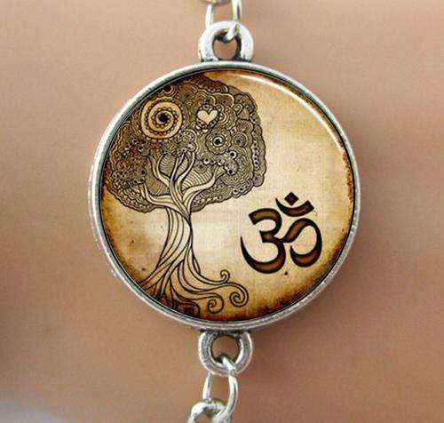 New 925 sterling silver plated Aum/Ohm style dome bangle bracelet