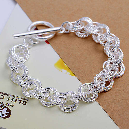 New 925 Sterling silver filled interlinked circles design bracelet with twist detail