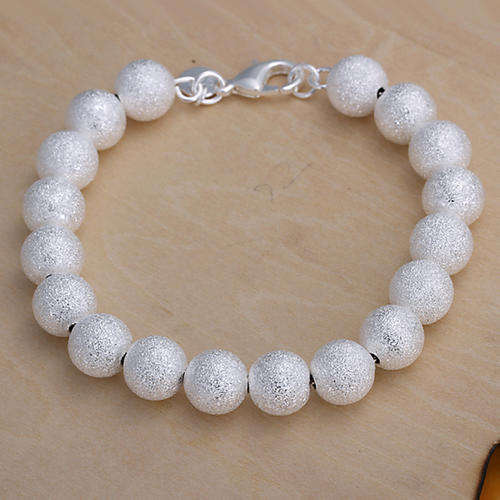 New 925 Sterling silver filled bead design bracelet with frosting detail