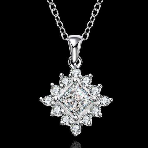 New 925 Sterling silver filled ladies cluster design pendant with AAA genuine crystals + Free chain